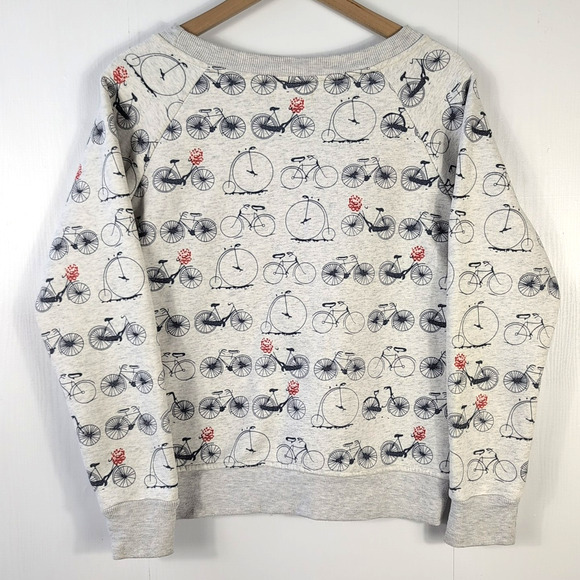 LA Soul Bicycle Print Sweatshirt Women's Grey Fleece Pullover Roses Medium - Picture 4 of 12